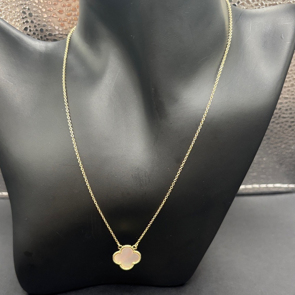 Elegant Gold Sterling Silver Necklace with Mother Of Pearl Pendant